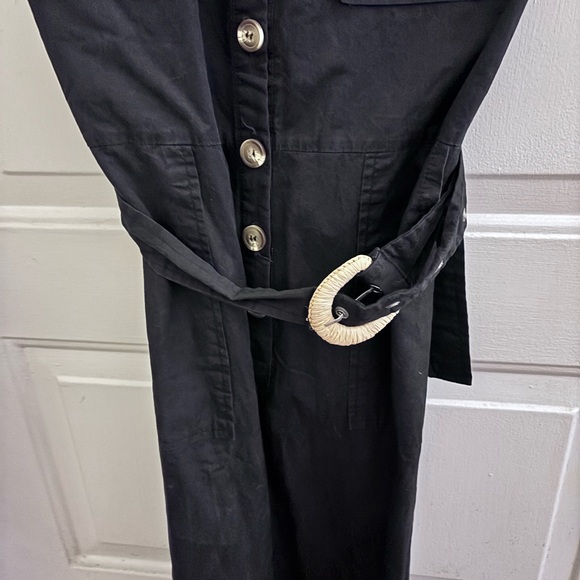 SHEIN Black Button-Front Utility Jumpsuit with Western Belt - Picture 2 of 5